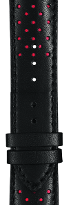 Svart + rött läderband 20/18 MM, utan lås  passar till Podium