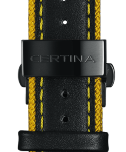 Svart + gult läderband utan lås 20/18 MM passar till Podium