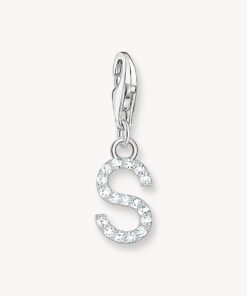 Thomas Sabo - Charm-hängsmycke bokstaven S med vita stenar silver