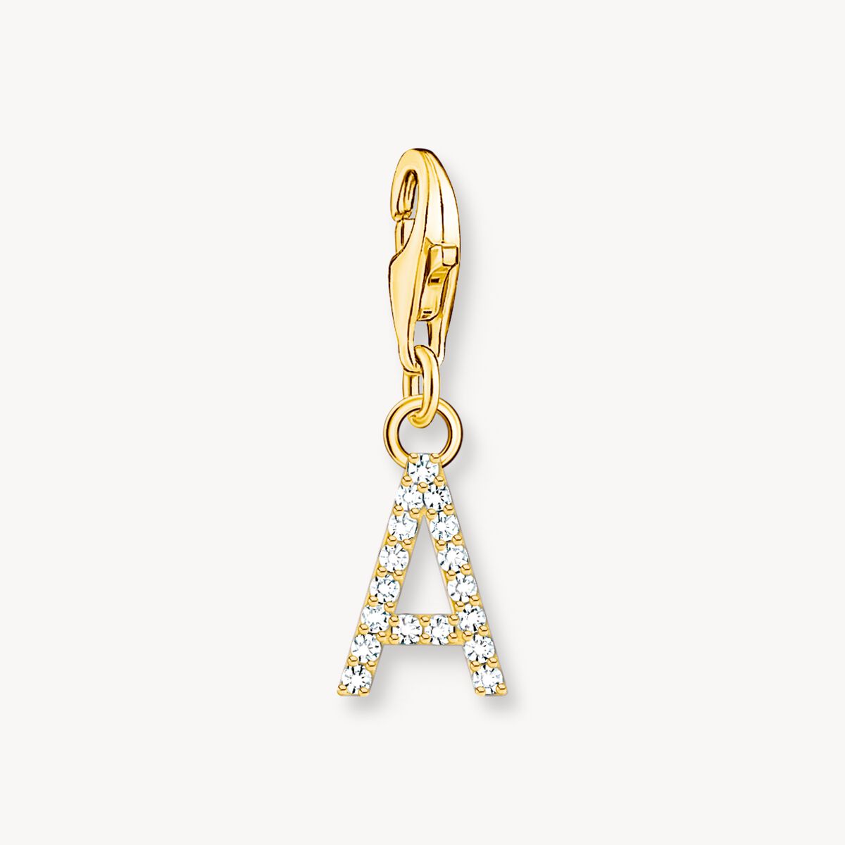 Thomas Sabo - Charm-hängsmycke bokstaven A med vita stenar guldpläterad