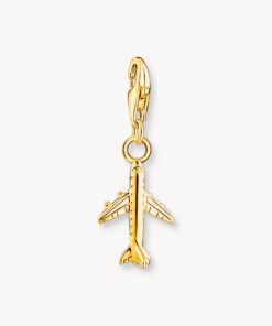 Thomas Sabo -Charm-hängsmycke flygplan guldpläterad