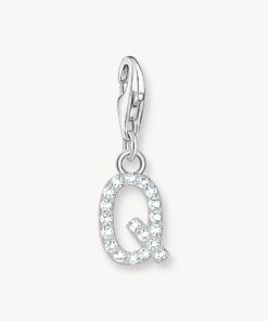 Thomas Sabo-Charm-hängsmycke bokstaven Q med vita stenar silver