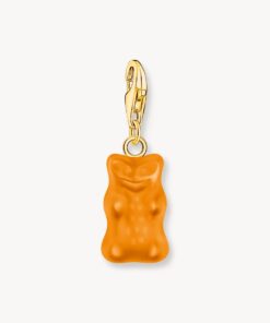 Charmhängsmycke orange guldbjörn, pläterat