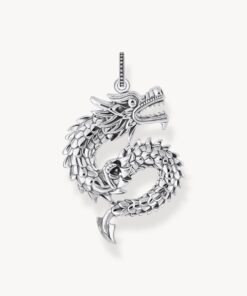 Thomas Sabo-Hänge med svartmålad drake i silver