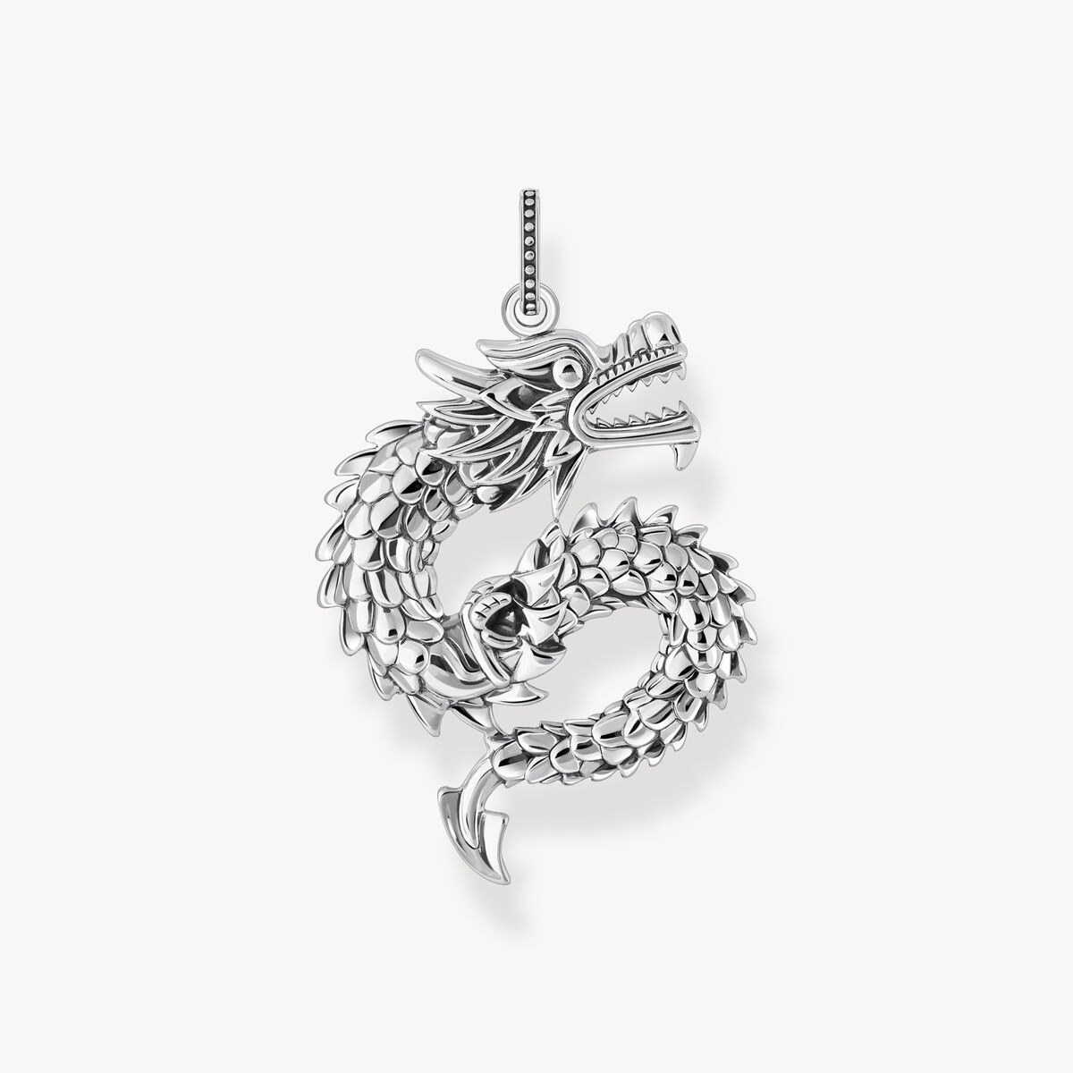 Thomas Sabo-Hänge med svartmålad drake i silver