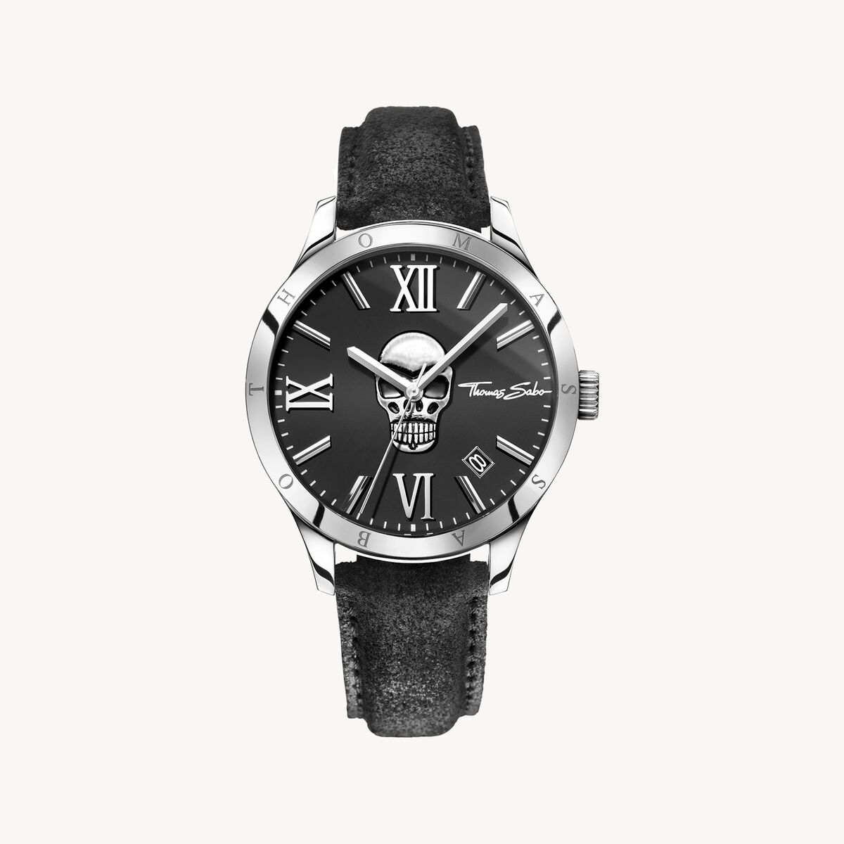 Thomas Sabo- Herrklocka Rebel Icon dödskallen silverfärgad
