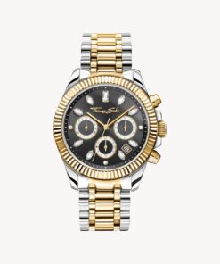 Klocka Divine Chrono i gul guldfärg med svart urtavla