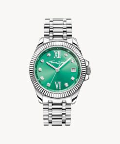Damklocka Divine Green med urtavla i grön silverfärgad