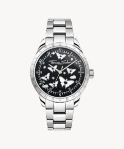 Damklocka med fjärilar i silverfärg