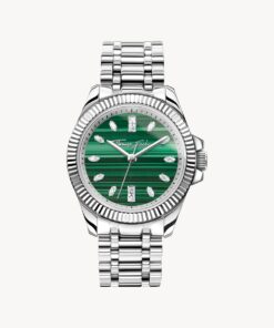 Damklocka Divine Jewellery Stone med silverfärgad malakit