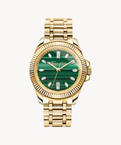 Damklocka Divine Jewellery Stone med malakit guldfärgad