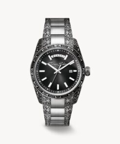 Klocka Rebel at Heart Revive 40 mm rostfritt stål svart, graverad design