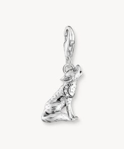 Ledamot Charm-Hängsmyckei form av en ylande varg, silver