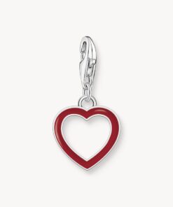 Ledamot Charm-hängsmycke rött hjärta silver