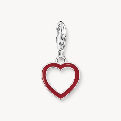 Ledamot Charm-hängsmycke rött hjärta silver
