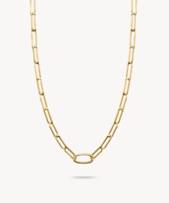Charm-halsband paperclip med en Connect-Link guldpläterad