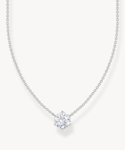 Halsband med vitt zirkonia-hängsmycke, silver