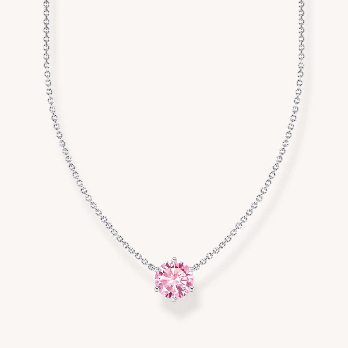 Halsband med rosa zirkonia-hängsmycke, silver