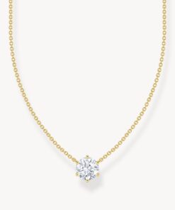 Halsband med vitt zirkonia-hängsmycke, guldpläterat