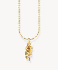 Halsband med ros-hänge, guldpläterat