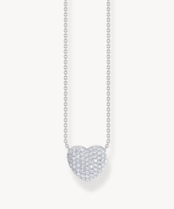 Silverhalsband med hjärthänge och vit zirkonia