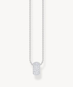 Silverhalsband med ringhänge och vit zirkonia