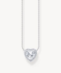 Silverhalsband med hjärtformad halohänge