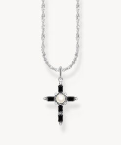 Halsband med svart korshänge Cross Romance silver