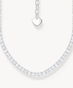 Halsband med vita stenar silver