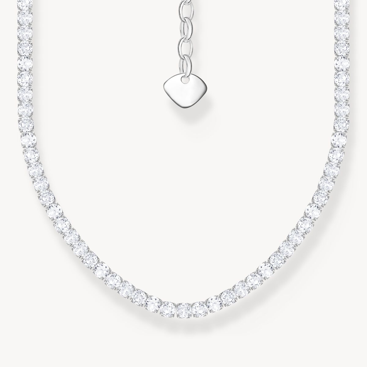 Halsband med vita stenar silver