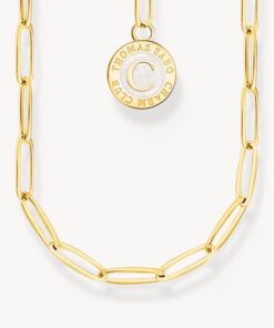 Charm-halsband med vit bricka guldpläterad 70 cm