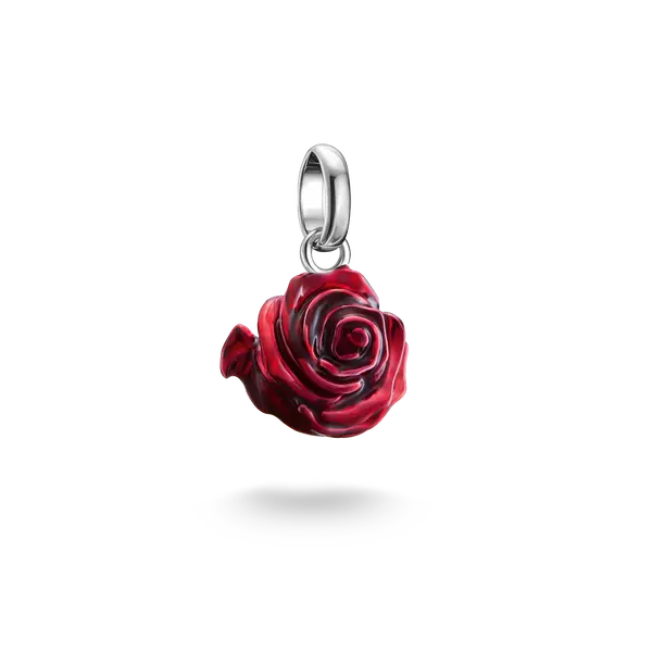 Charm-hängsmycke röd ros Connect silver