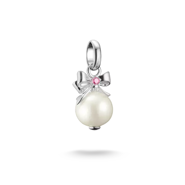 Charm-hängsmycke pärla med rosett Connect silver