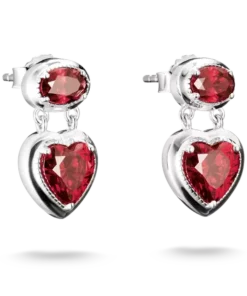 Stiftörhängen hjärta granatröd Elyndra silver