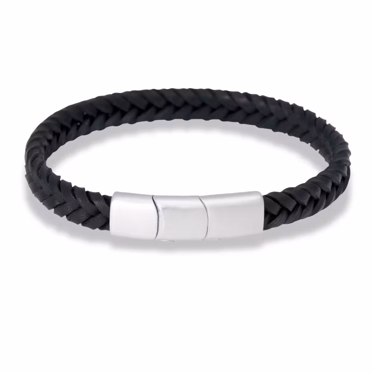 By Billgren – Lloyd | Läderarmband. Svart/Stål