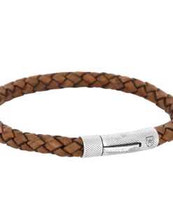 Nobel By Billgren – Silver/läderarmband 20 cm Brunt