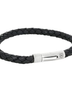 Nobel By Billgren – Silver/läderarmband 20 cm Svart
