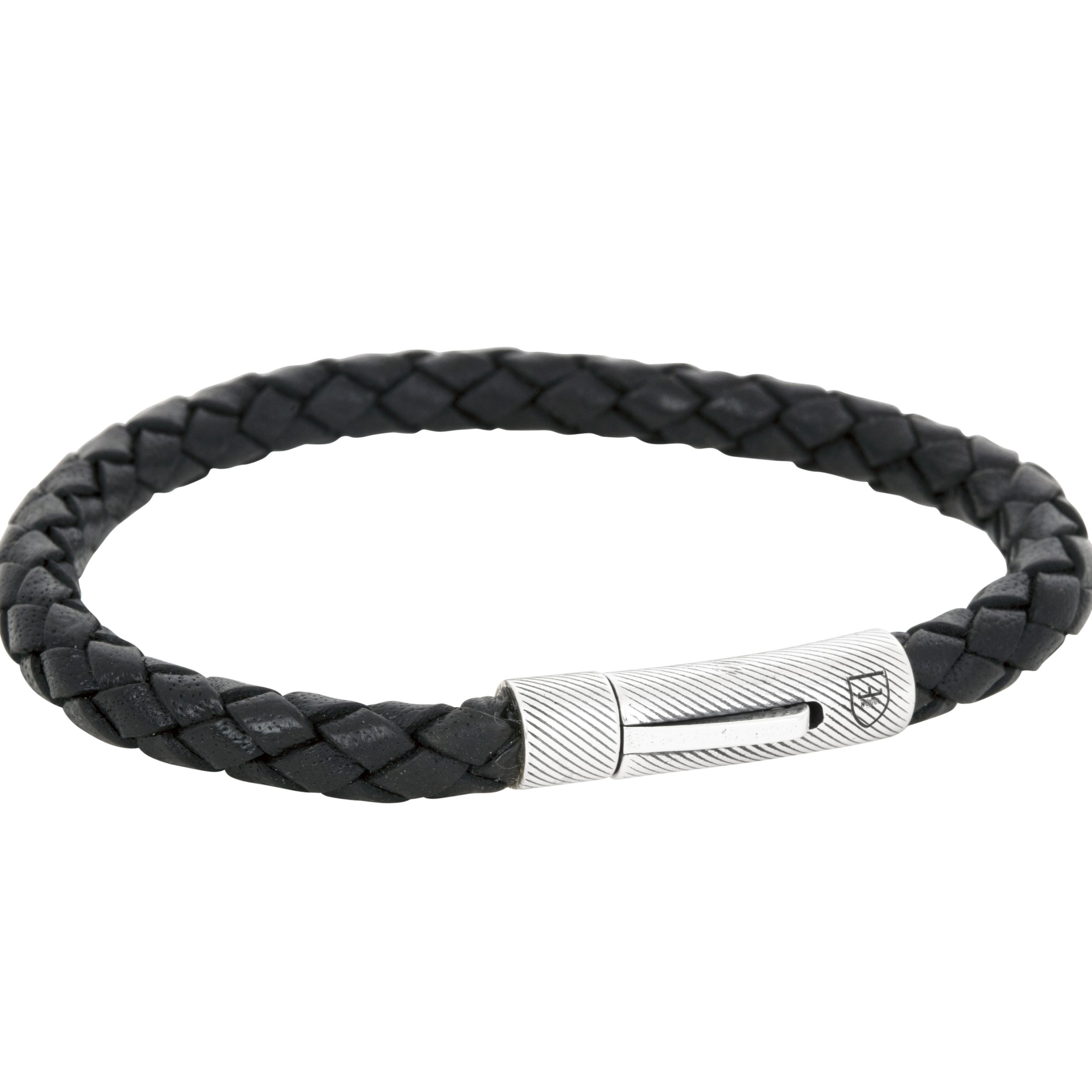 Nobel By Billgren – Silver/läderarmband 20 cm Svart