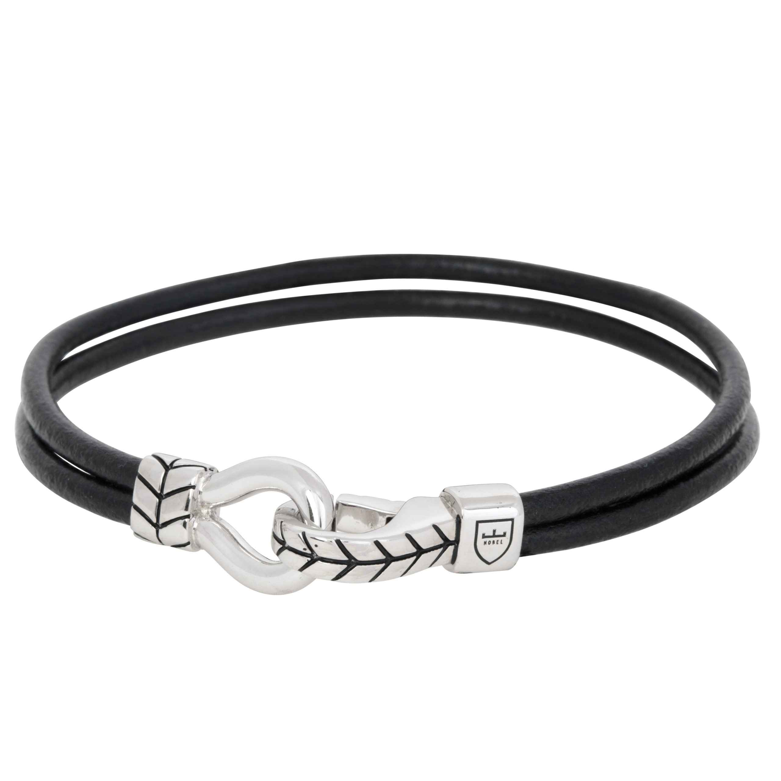 Nobel By Billgren – Silver/läderarmband | Svart.