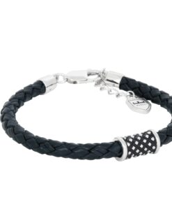 Nobel By Billgren – Silver/läderarmband | Oxiderad silverhylsa