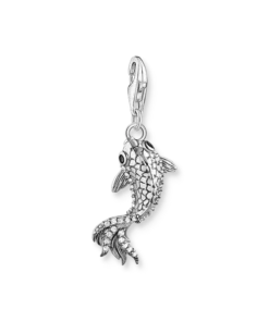 Charm-hängsmycke koi med zirkonia stenar silver