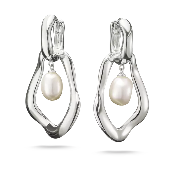 Creolörhängen med hängsmycke Natural Beauty-pärla silver
