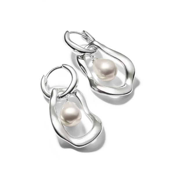 Creolörhängen med hängsmycke Natural Beauty-pärla silver - Bild 3