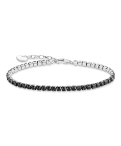 Tennisarmband i silver med svart zirkonia