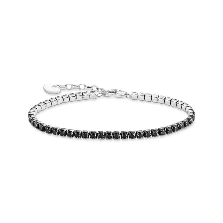 Tennisarmband i silver med svart zirkonia