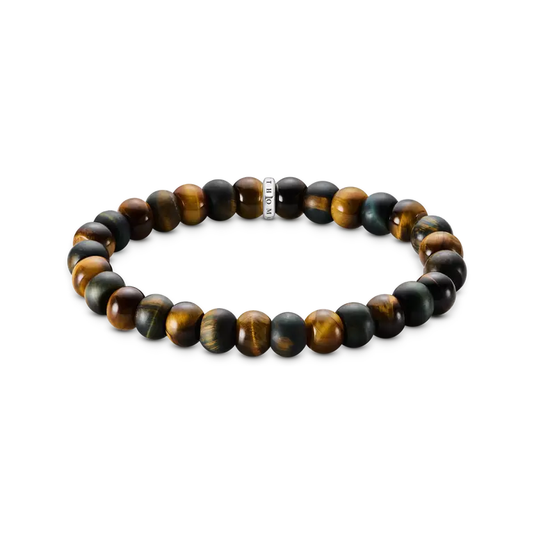 Armband tigeröga guld brunt och blått guld 9 mm